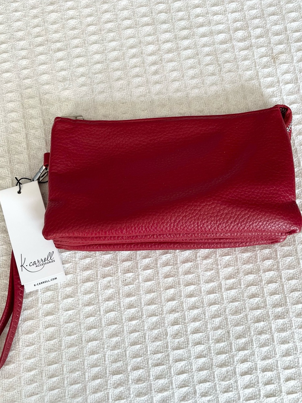 K. Carroll Brick Red Vegan Leather Wristlet Clutch NWT